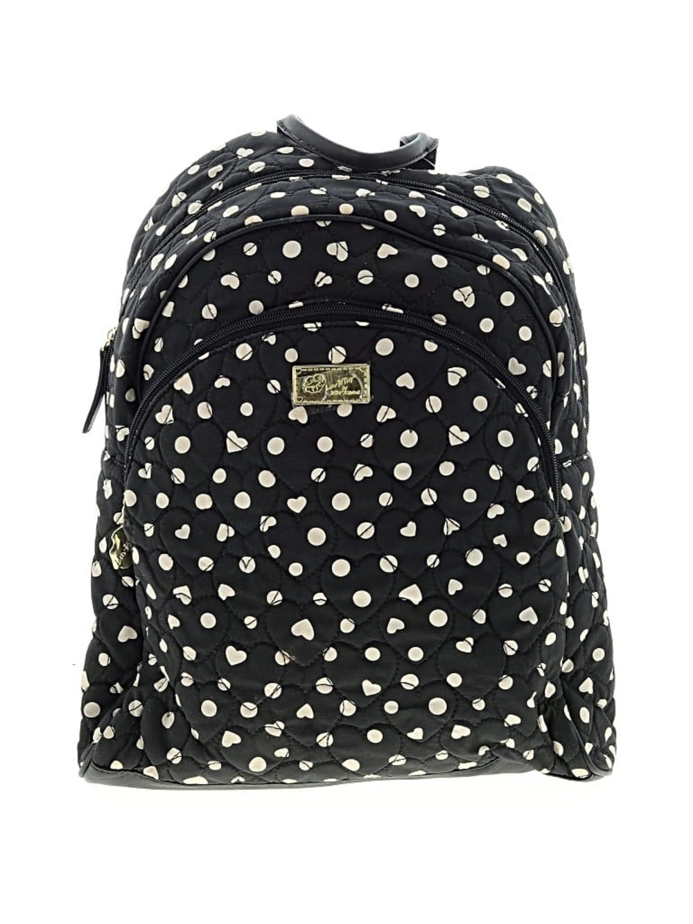 Luv Betsey Johnson Black Quilted Polka Dot and hearts Backpack